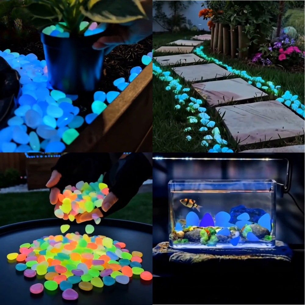 Aquarium Fish Colorful - Kolorowe, świecące w ciemności kamienie dekoracyjne