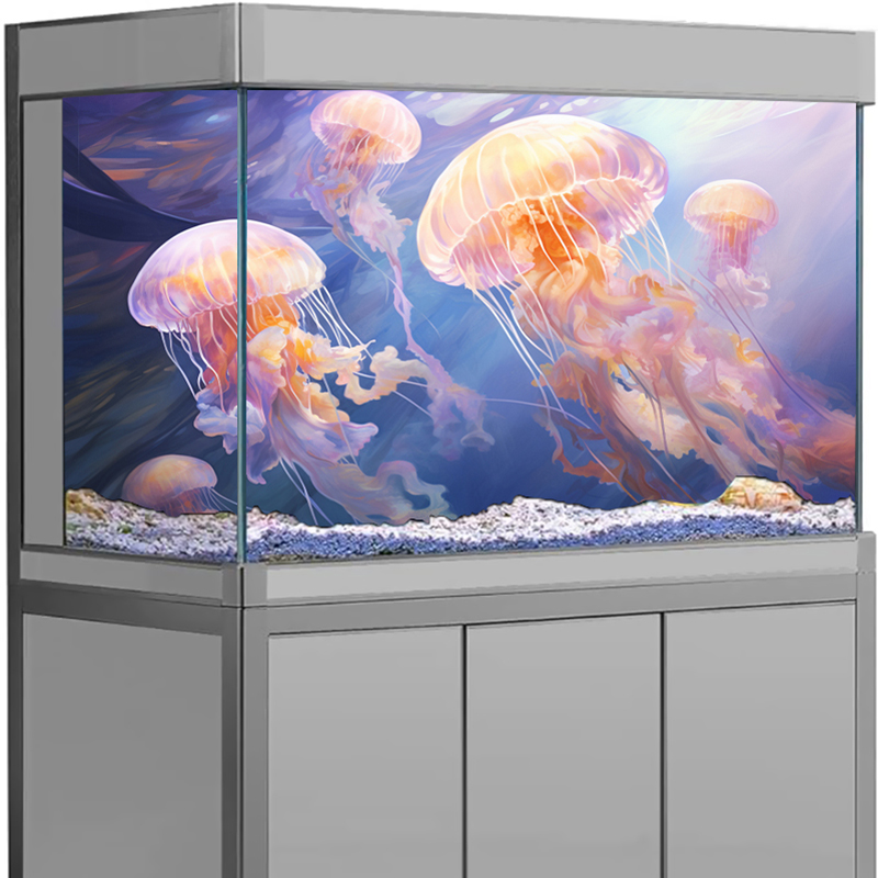 Aquarium Fish Wallpaper - Naklejka na tło akwarium Meduzy Widok